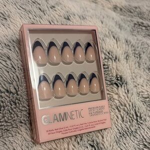 Glametic Cream and Blue Artificial Nails Set
